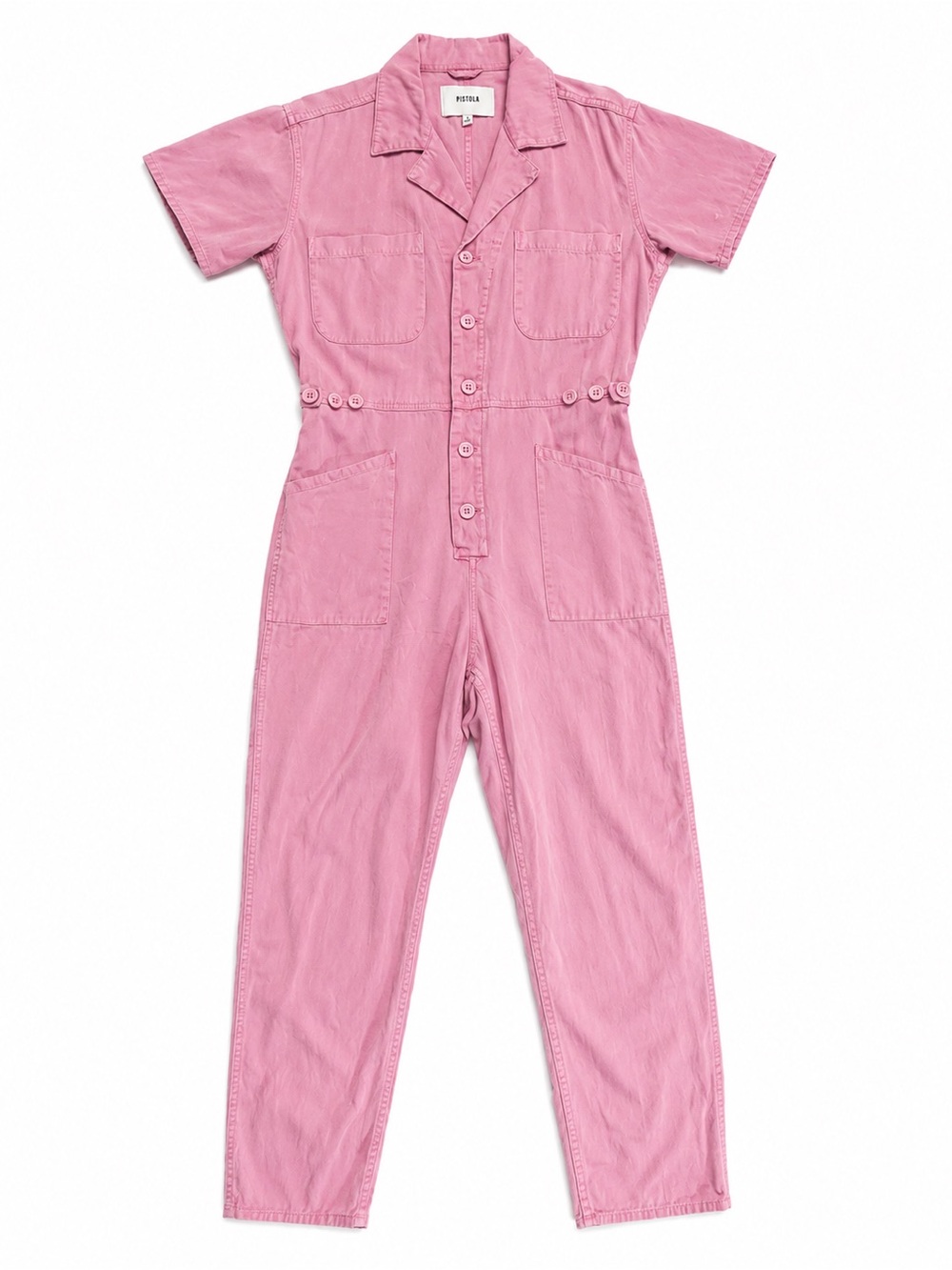 PISTOLA Grover Jumpsuit Flamingo Pink Utility Cotton Size Medium - Picture 3 of 14